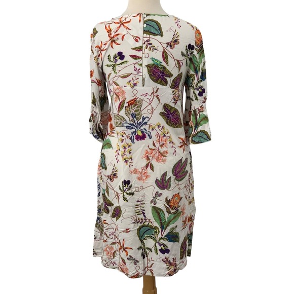 NWT H&M Women's 3/4 Ruffled Sleeve Dress White Multi Floral Botanical Size 6 - Picture 6 of 10